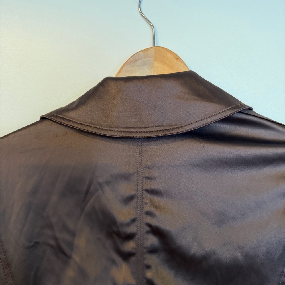 Chocolate Brown Trench Coat Satin White House Black Market Brown Size 4 - Picture 7 of 13